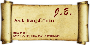 Jost Benjámin névjegykártya